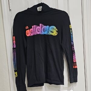 Adidas Regular Fit Boy's Black Long Sleeve Graphic Tee Size L 14/16